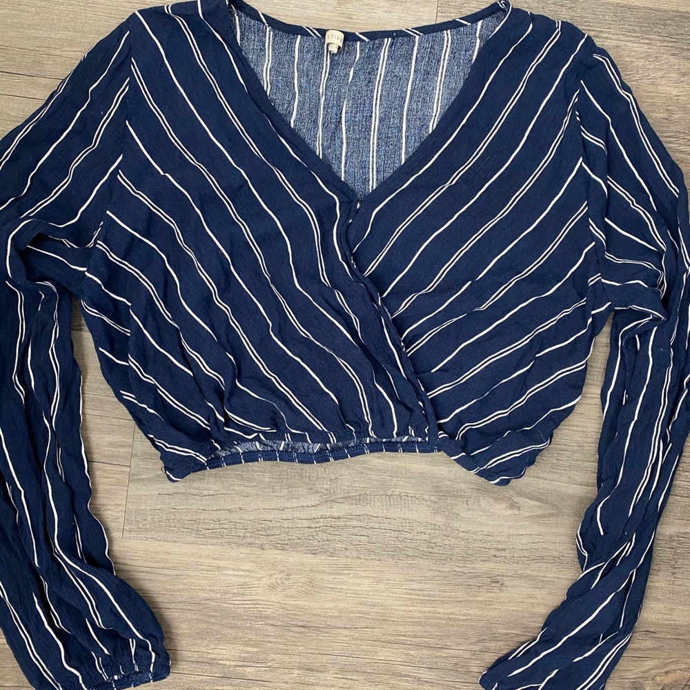 Striped Long Sleeve Crop Top